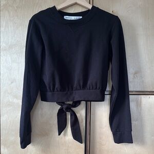 Rebecca Minkoff Black Tie-Back Crop Sweatshirt - Medium